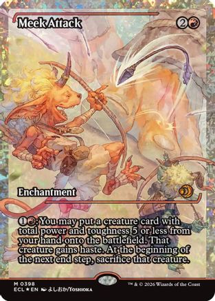 FOIL Meek Attack (0398) (Showcase) (Fracture Foil) (ECL-398) - Lorwyn Eclipsed - Magic The Gathering