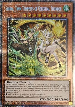 STARLIGHT RARE Shiina, Twin Tempests of Celestial Thunder (Starlight Rare) (BPRO-EN027) - Burst Protocol 1st Edition
