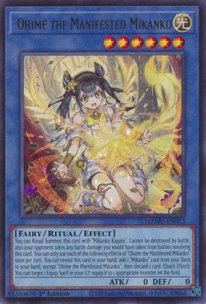 ULTRA RARE Ohime the Manifested Mikanko (MZMU-EN073) - Maze of Muertos 1st Edition