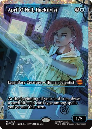 FOIL April O'Neil, Hacktivist (0292) (Showcase) (Fracture Foil) (TMT-292) - Teenage Mutant Ninja Turtles - Magic The Gathering