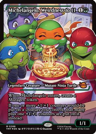 FOIL Michelangelo, Weirdness to 11 (Showcase) (TMT-288) - Teenage Mutant Ninja Turtles - Magic The Gathering