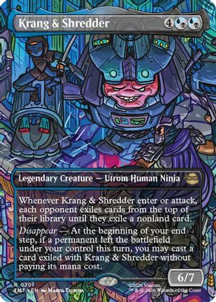 FOIL Krang & Shredder (Borderless) (TMT-201) - Teenage Mutant Ninja Turtles - Magic The Gathering