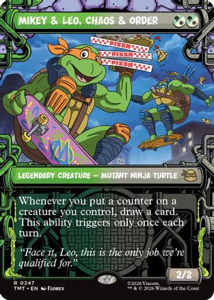 FOIL Mikey & Leo, Chaos & Order (Showcase) (TMT-247) - Teenage Mutant Ninja Turtles - Magic The Gathering