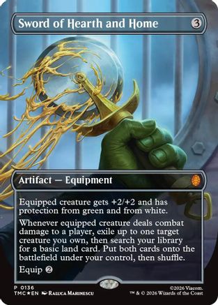 FOIL Sword of Hearth and Home (Borderless) (TMC-136) - Commander: Teenage Mutant Ninja Turtles - Magic The Gathering