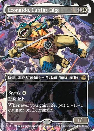 FOIL Leonardo, Cutting Edge (Borderless) (TMT-211) - Teenage Mutant Ninja Turtles - Magic The Gathering