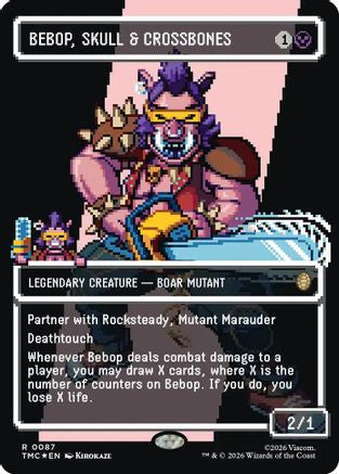 FOIL Bebop, Skull & Crossbones (Borderless) (Surge Foil) (TMC-087) - Commander: Teenage Mutant Ninja Turtles - Magic The Gathering