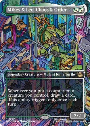 Mikey & Leo, Chaos & Order (Borderless) (TMT-200) - Teenage Mutant Ninja Turtles - Magic The Gathering