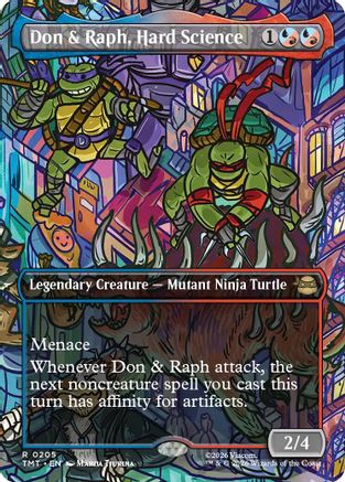 FOIL Don & Raph, Hard Science (Borderless) (TMT-205) - Teenage Mutant Ninja Turtles - Magic The Gathering