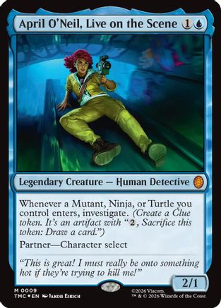 FOIL April O'Neil, Live on the Scene (Surge Foil) (TMC-009) - Commander: Teenage Mutant Ninja Turtles - Magic The Gathering
