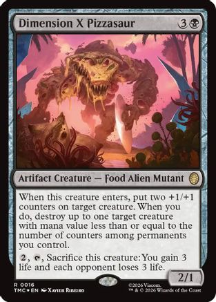 FOIL Dimension X Pizzasaur (Surge Foil) (TMC-016) - Commander: Teenage Mutant Ninja Turtles - Magic The Gathering