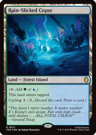 FOIL Rain-Slicked Copse (Surge Foil) (TMC-071) - Commander: Teenage Mutant Ninja Turtles - Magic The Gathering