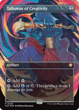 FOIL Talisman of Creativity (Borderless) (SOC-429) - Commander: Secrets of Strixhaven - Magic The Gathering