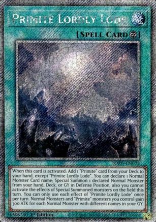 PLATINUM SECRET RARE Primite Lordly Lode (Platinum Secret Rare) (RA05-EN072) - Rarity Collection 5 1st Edition