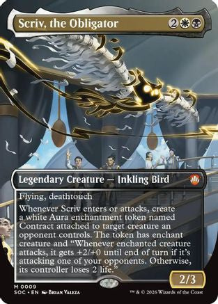 Scriv, the Obligator (Borderless) (SOC-009) - Commander: Secrets of Strixhaven - Magic The Gathering