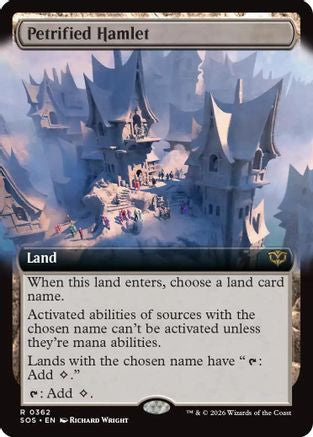 FOIL Petrified Hamlet (Extended Art) (SOS-362) - Secrets of Strixhaven - Magic The Gathering