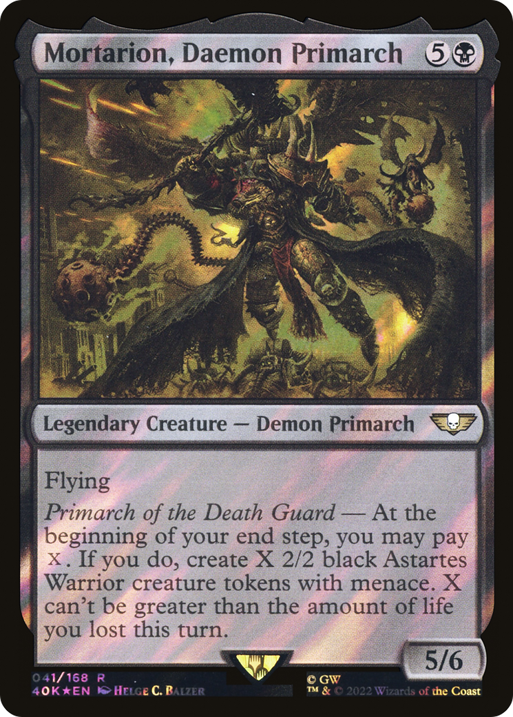 FOIL Mortarion, Daemon Primarch (Surge Foil) (40K-041) - Warhammer 40,000 Commander - Magic The Gathering