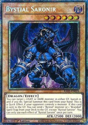 STARLIGHT RARE Bystial Saronir (Starlight Rare) (RA05-EN023) - Rarity Collection 5 1st Edition
