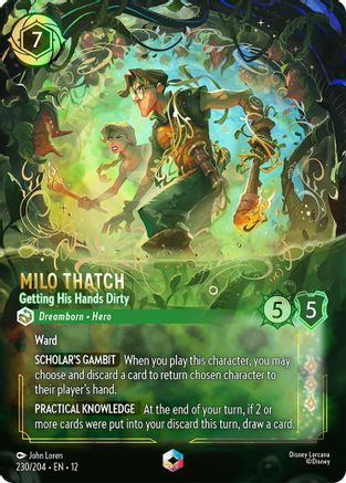 Milo Thatch - Getting His Hands Dirty (Enchanted) (230/204) - Wilds Unknown HOLOFOIL