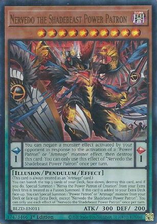 ULTRA RARE Nervedo the Shadebeast Power Patron (BLZD-EN011) - Blazing Dominion 1st Edition