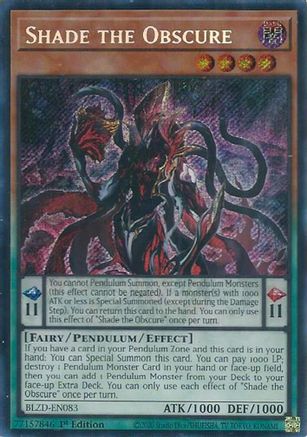 SECRET RARE Shade the Obscure (BLZD-EN083) - Blazing Dominion 1st Edition