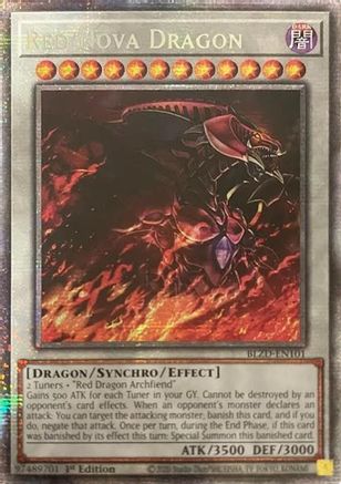 STARLIGHT RARE Red Nova Dragon (Starlight Rare) (BLZD-EN101) - Blazing Dominion 1st Edition
