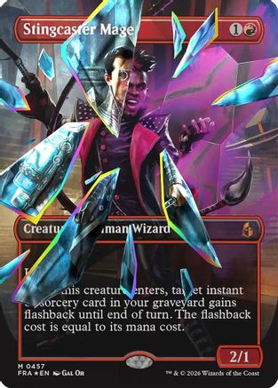 FOIL Stingcaster Mage (Borderless) (Facet Foil) (0457) (FRA-457) - Reality Fracture - Magic The Gathering