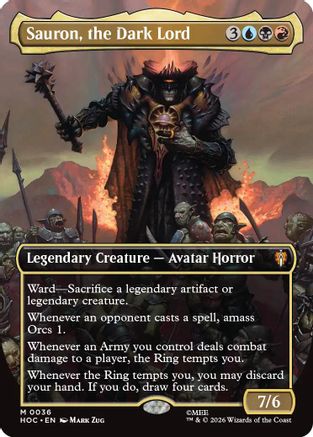 FOIL Sauron, the Dark Lord (Borderless) (HOC-036) - The Hobbit: Eternal-Legal - Magic The Gathering