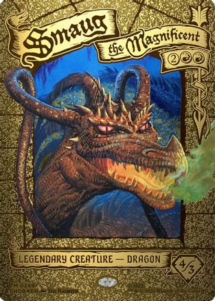 FOIL Smaug the Magnificent (Borderless) (HOB-249) - The Hobbit - Magic The Gathering
