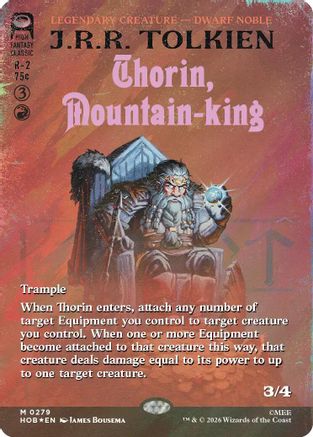 FOIL Thorin, Mountain-king (Borderless) (Surge Foil) (HOB-279) - The Hobbit - Magic The Gathering