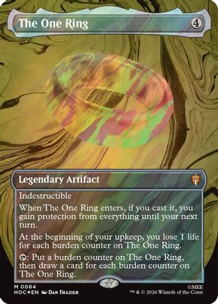 FOIL The One Ring (Borderless) (Surge Foil) (HOC-084) - The Hobbit: Eternal-Legal - Magic The Gathering
