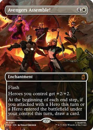 FOIL Avengers Assemble! (Borderless) (0341) (MSH-341) - Marvel Super Heroes - Magic The Gathering