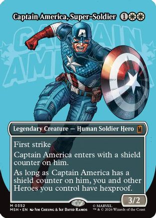 FOIL Captain America, Super-Soldier (Borderless) (0352) (MSH-352) - Marvel Super Heroes - Magic The Gathering