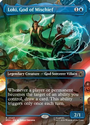 Loki, God of Mischief (Borderless) (MSH-343) - Marvel Super Heroes - Magic The Gathering