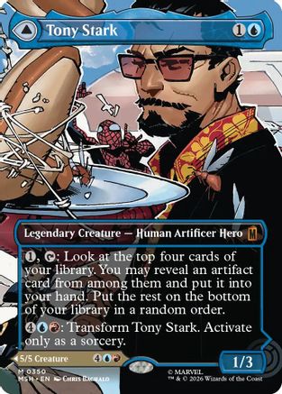 FOIL Tony Stark (Borderless) (0350) (MSH-350) - Marvel Super Heroes - Magic The Gathering
