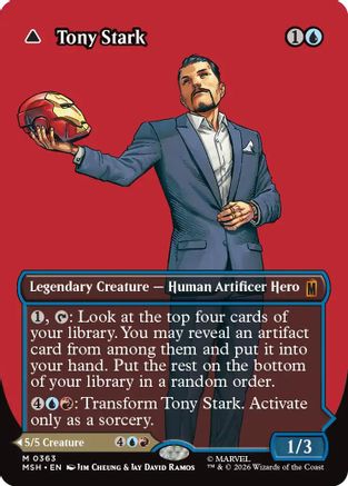 FOIL Tony Stark (Borderless) (0363) (MSH-363) - Marvel Super Heroes - Magic The Gathering