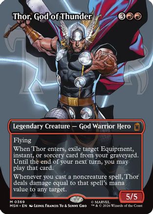 Thor, God of Thunder (Borderless) (0369) (MSH-369) - Marvel Super Heroes - Magic The Gathering