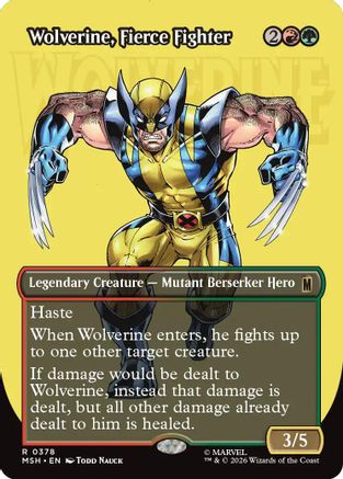 Wolverine, Fierce Fighter (Borderless) (MSH-378) - Marvel Super Heroes - Magic The Gathering
