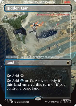 Hidden Lair (Borderless) (MSH-383) - Marvel Super Heroes - Magic The Gathering
