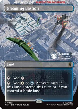 Gleaming Bastion (Borderless) (MSH-382) - Marvel Super Heroes - Magic The Gathering