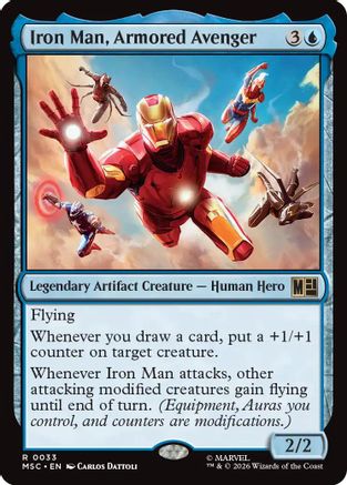 FOIL Iron Man, Armored Avenger (Surge Foil) (MSC-033) - Commander: Marvel Super Heroes - Magic The Gathering