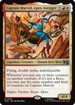 FOIL Captain Marvel, Apex Avenger (Surge Foil) (MSC-078) - Commander: Marvel Super Heroes - Magic The Gathering