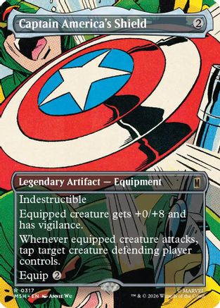 FOIL Captain America's Shield (Borderless) (0317) (MSH-317) - Marvel Super Heroes - Magic The Gathering