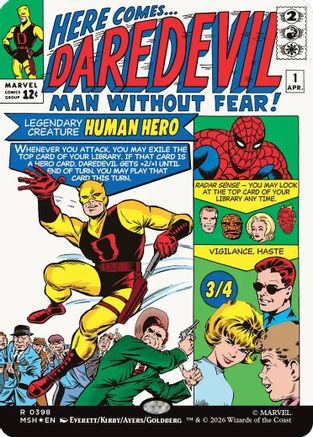 FOIL Daredevil, Man Without Fear (Borderless) (0398) (MSH-398) - Marvel Super Heroes - Magic The Gathering