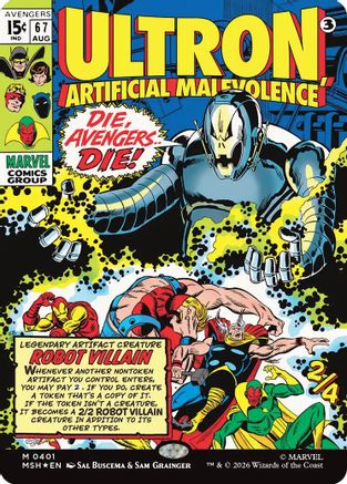 Ultron, Artificial Malevolence (Borderless) (0401) (MSH-401) - Marvel Super Heroes - Magic The Gathering