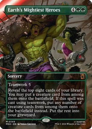FOIL Earth's Mightiest Heroes (Borderless) (MSH-349) - Marvel Super Heroes - Magic The Gathering