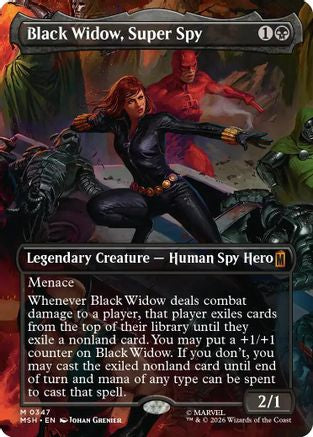 Black Widow, Super Spy (Borderless) (0347) (MSH-347) - Marvel Super Heroes - Magic The Gathering