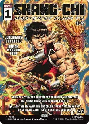 FOIL Shang-Chi, Master of Kung Fu (Borderless) (0396) (MSH-396) - Marvel Super Heroes - Magic The Gathering