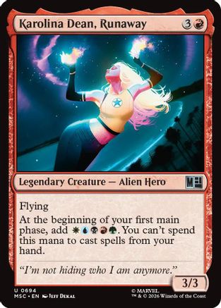 FOIL Karolina Dean, Runaway (MSC-694) - Commander: Marvel Super Heroes - Magic The Gathering