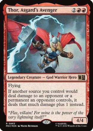 FOIL Thor, Asgard's Avenger (Surge Foil) (MSC-883) - Commander: Marvel Super Heroes - Magic The Gathering