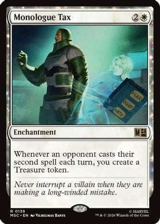 FOIL Monologue Tax (Surge Foil) (MSC-139) - Commander: Marvel Super Heroes - Magic The Gathering